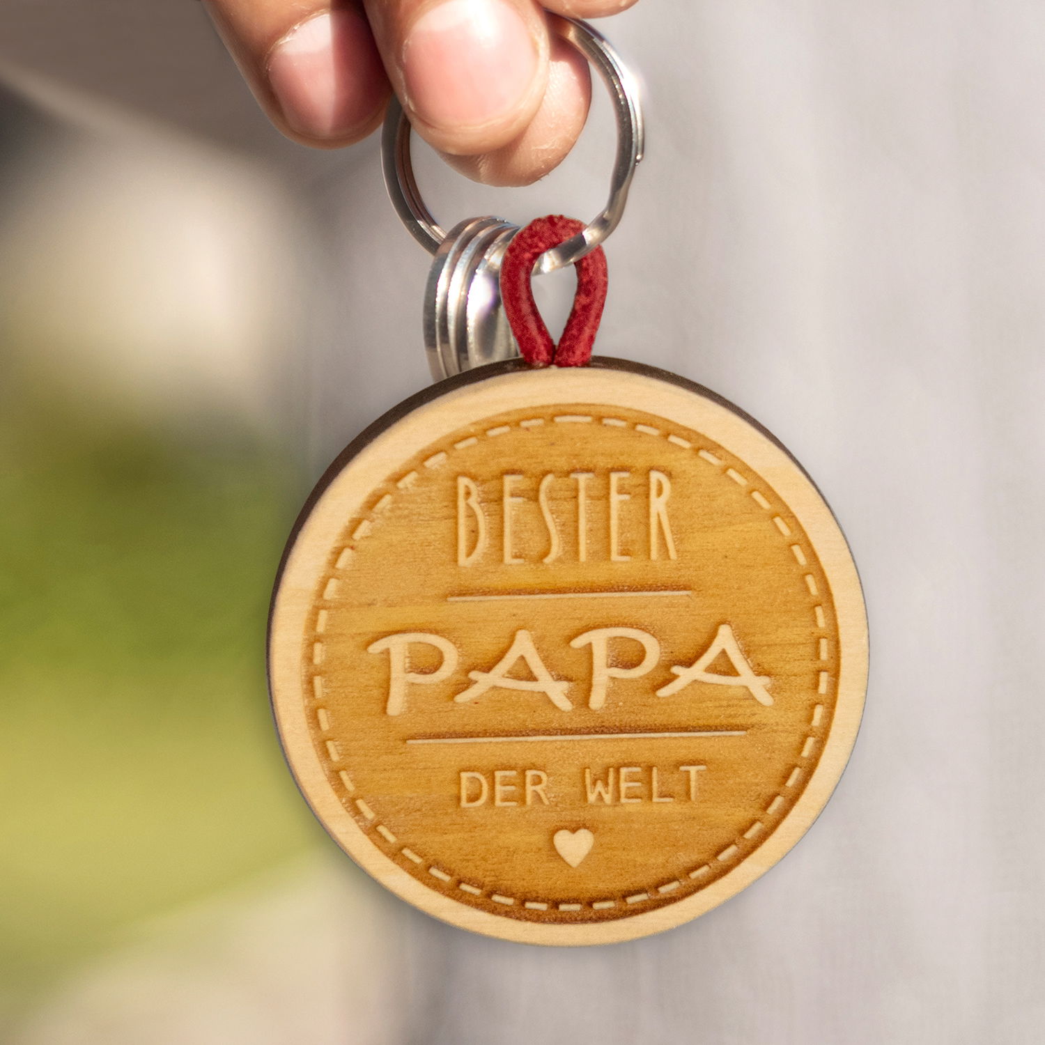 Holzschlüsselanhänger mit Wunschfoto  "Bester Papa"