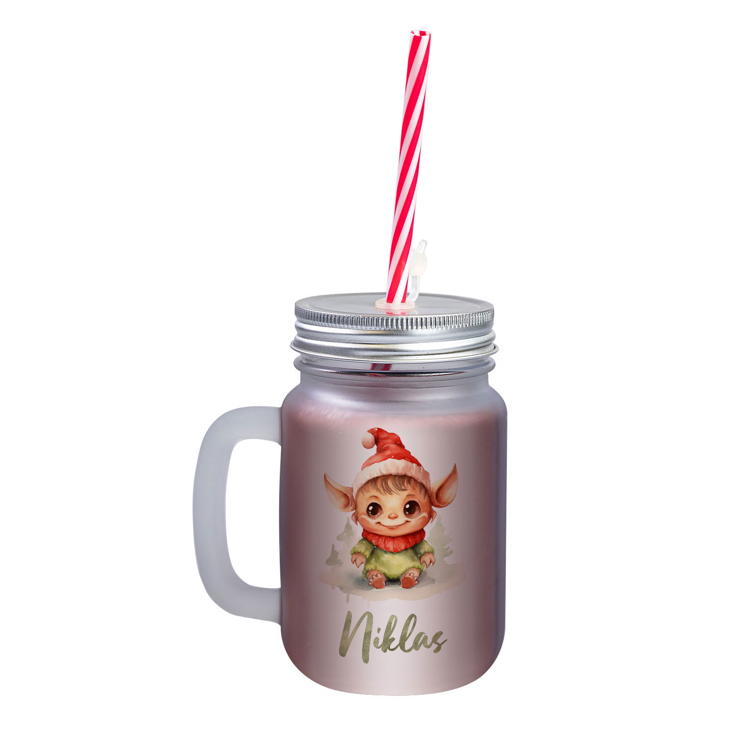 Weihnachtliches Henkelglas mit Wunschname