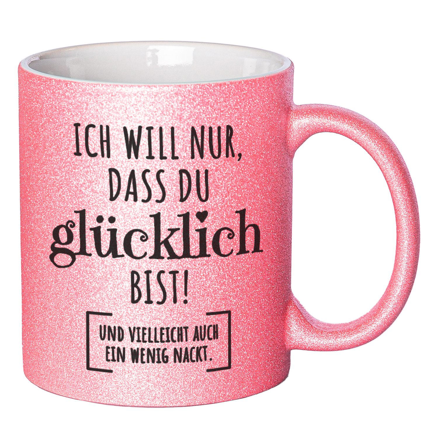Glitzertasse mit lustigen Sprüchen