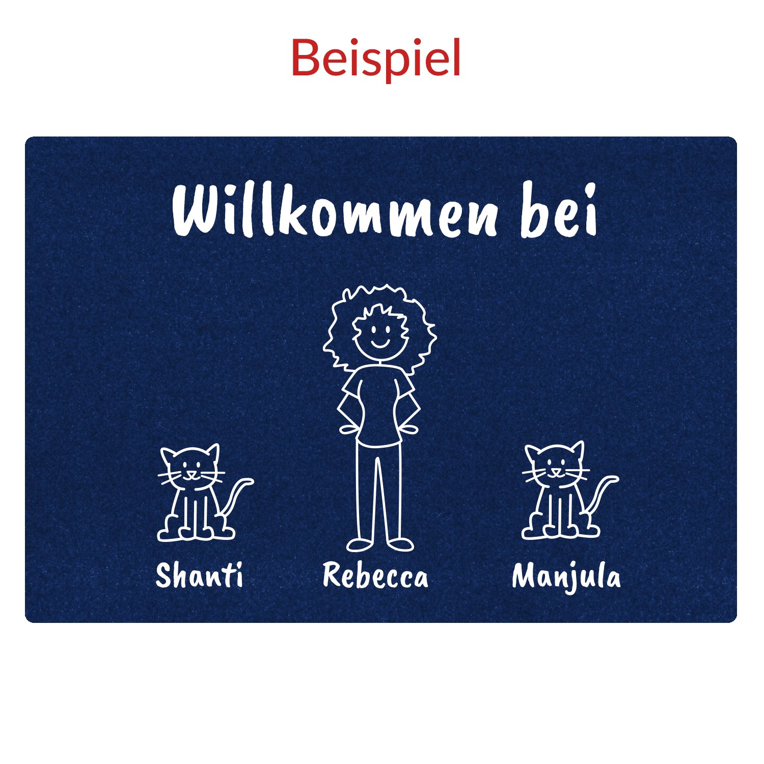 Fussmatte-shopbilder-3-Personen-single-personalisiert-blau Comic Fußmatte