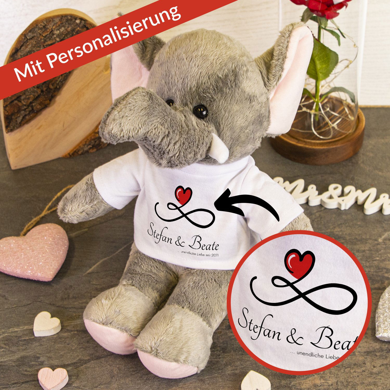 Kuscheltier - Romantik - mit Personalisierung
