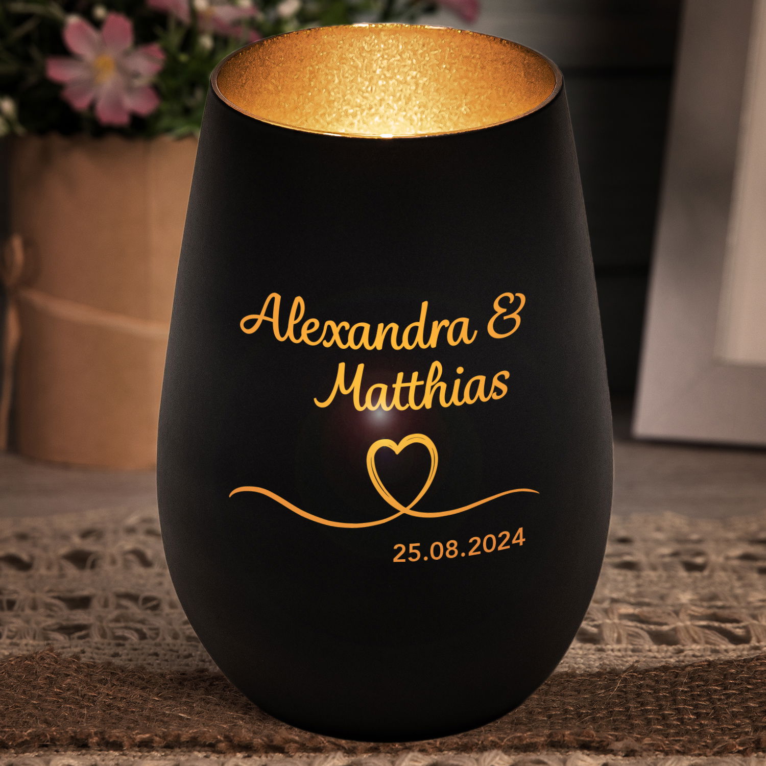 Windlicht - Hochzeit mit Personalisierung
