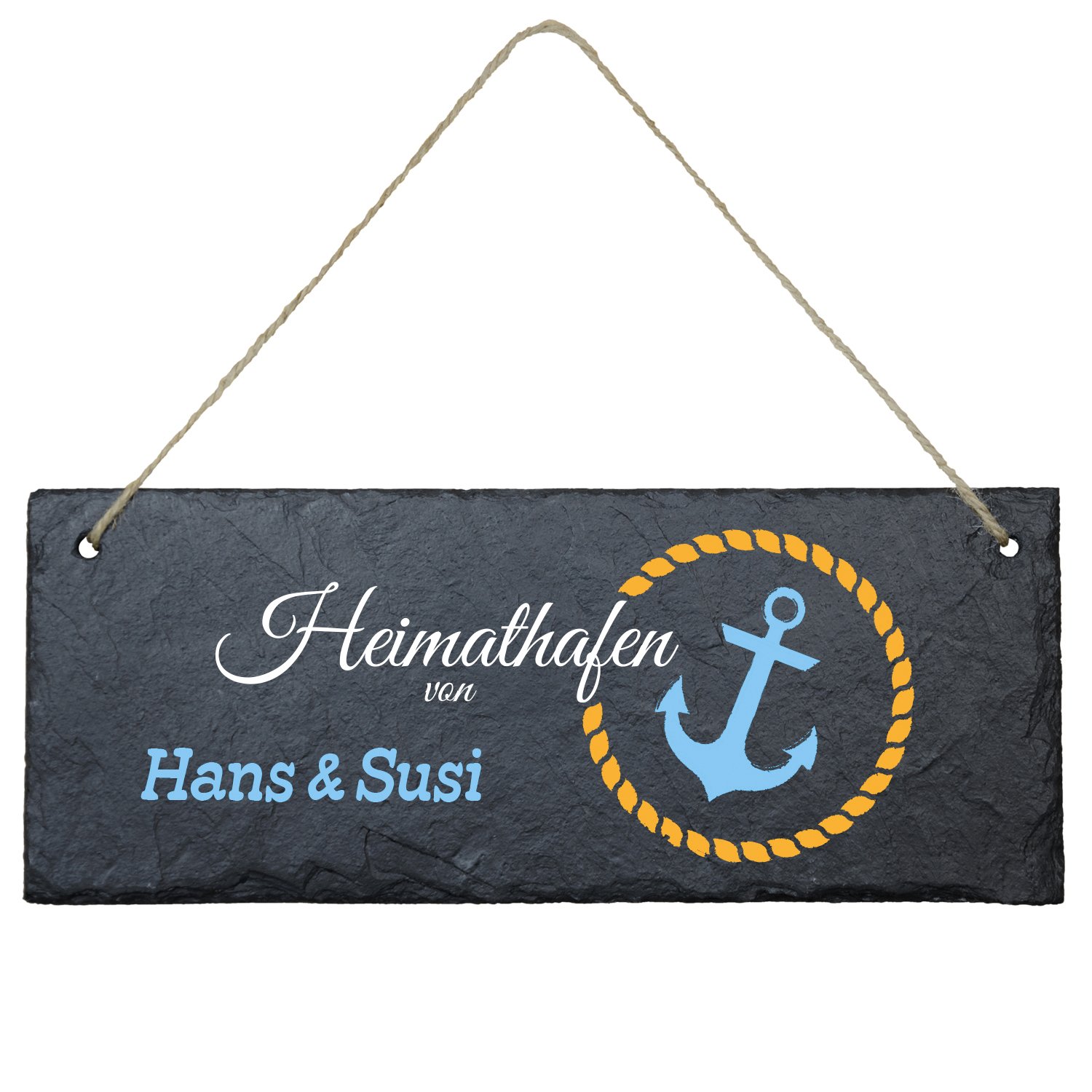 Schiefertafel Heimathafen mit Wunschnamen