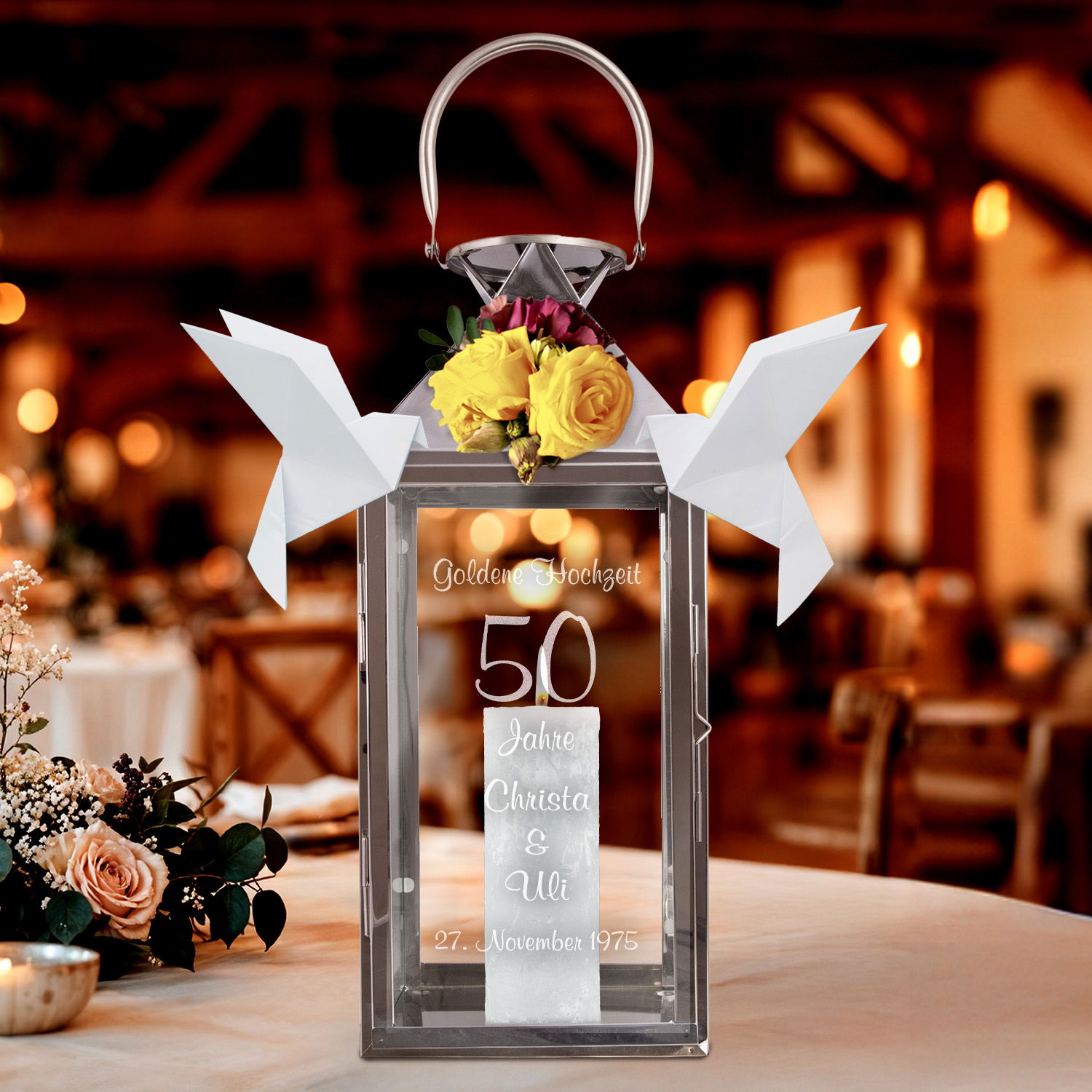 Laterne Goldene Hochzeit mit Gravur