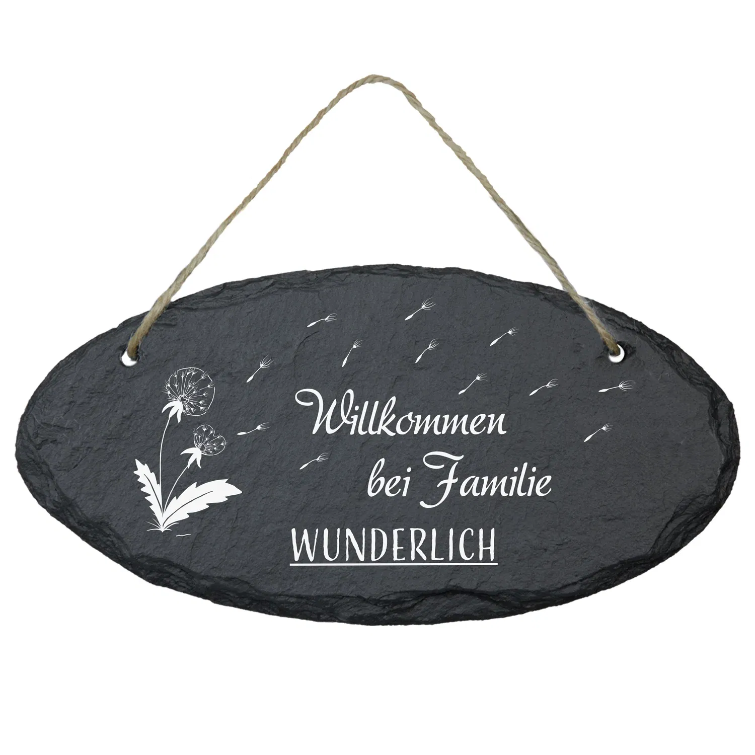 Personalisierte Schiefertafel - Türschild mit Pusteblume