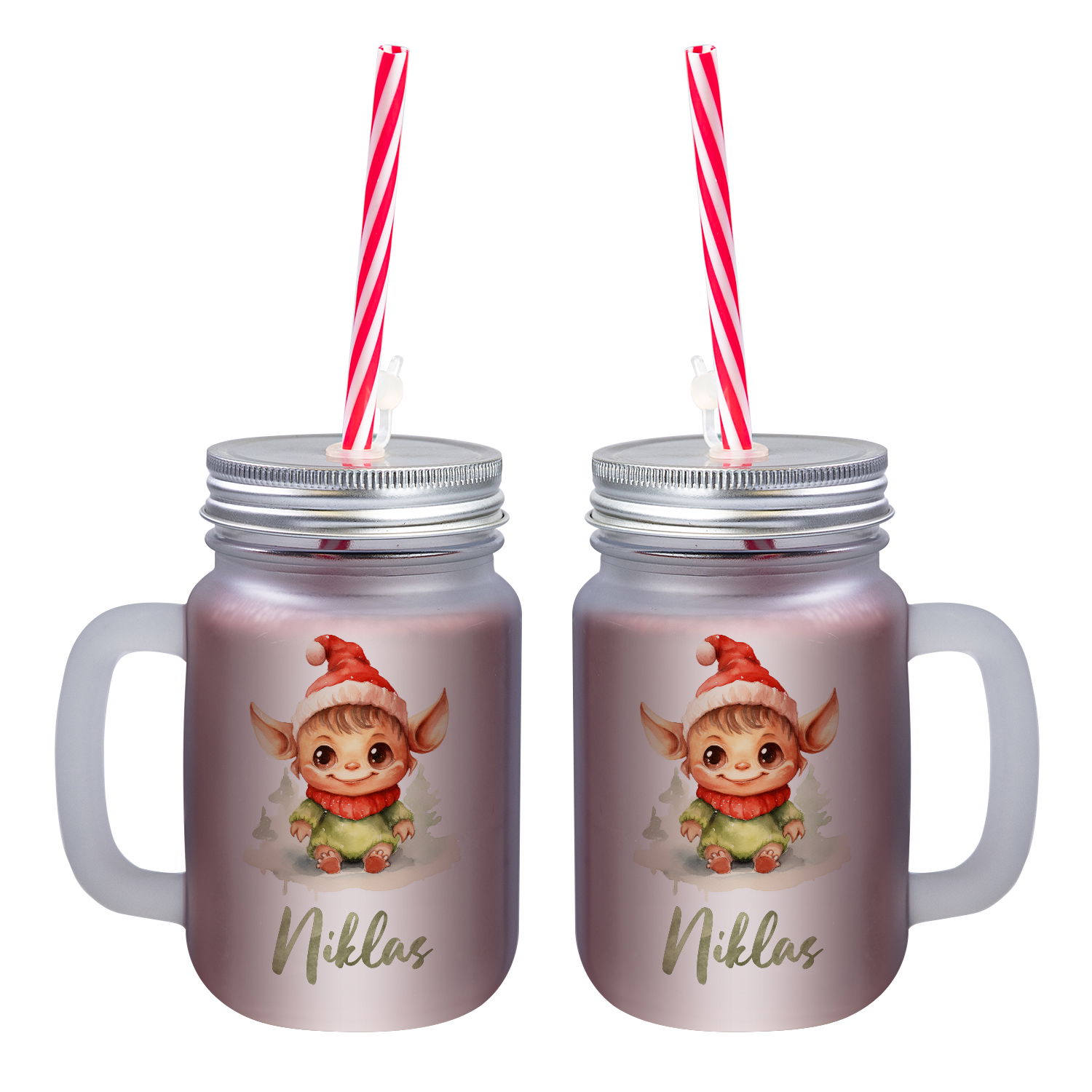 Weihnachtliches Henkelglas mit Wunschname