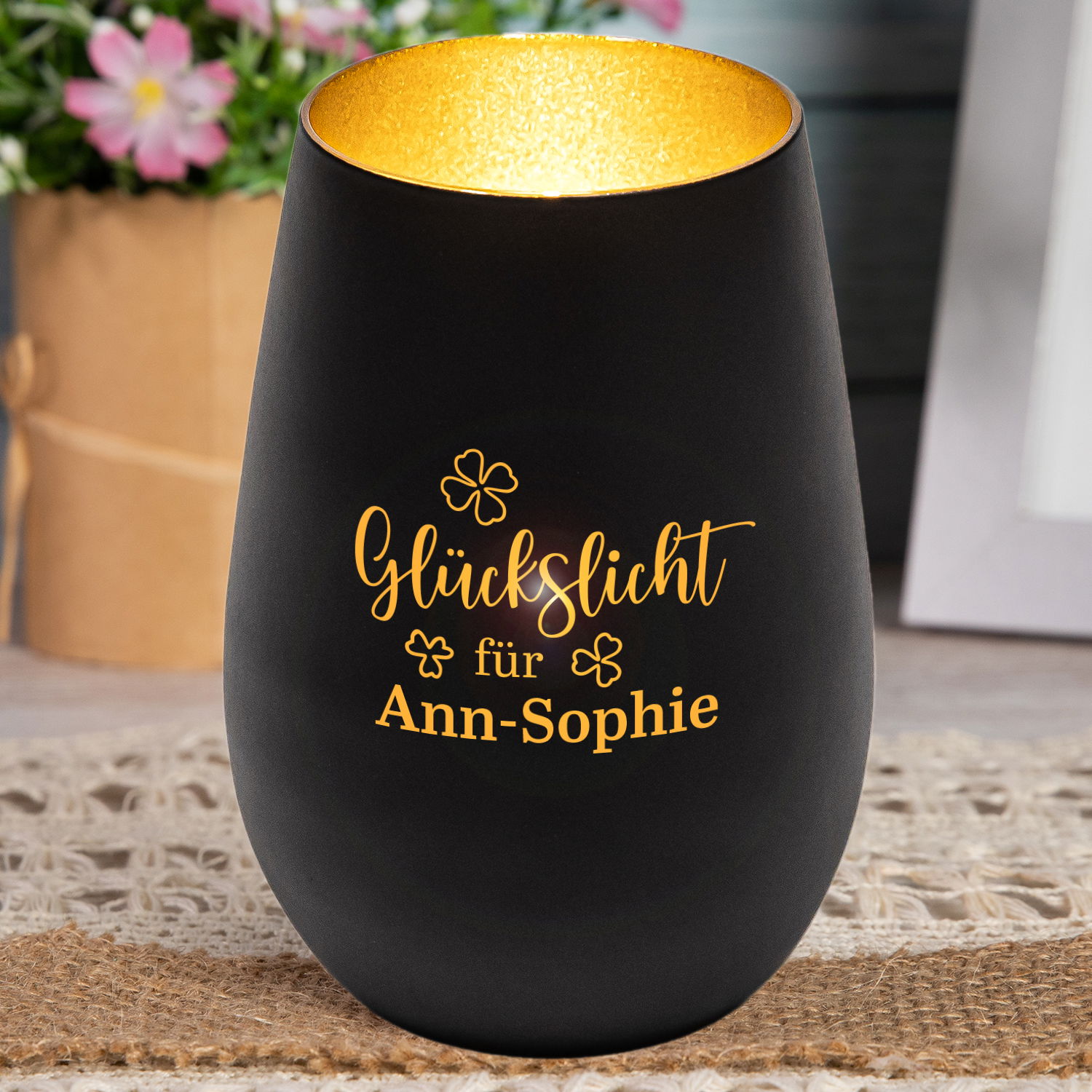 Windlicht - Glückslicht mit Personalisierung
