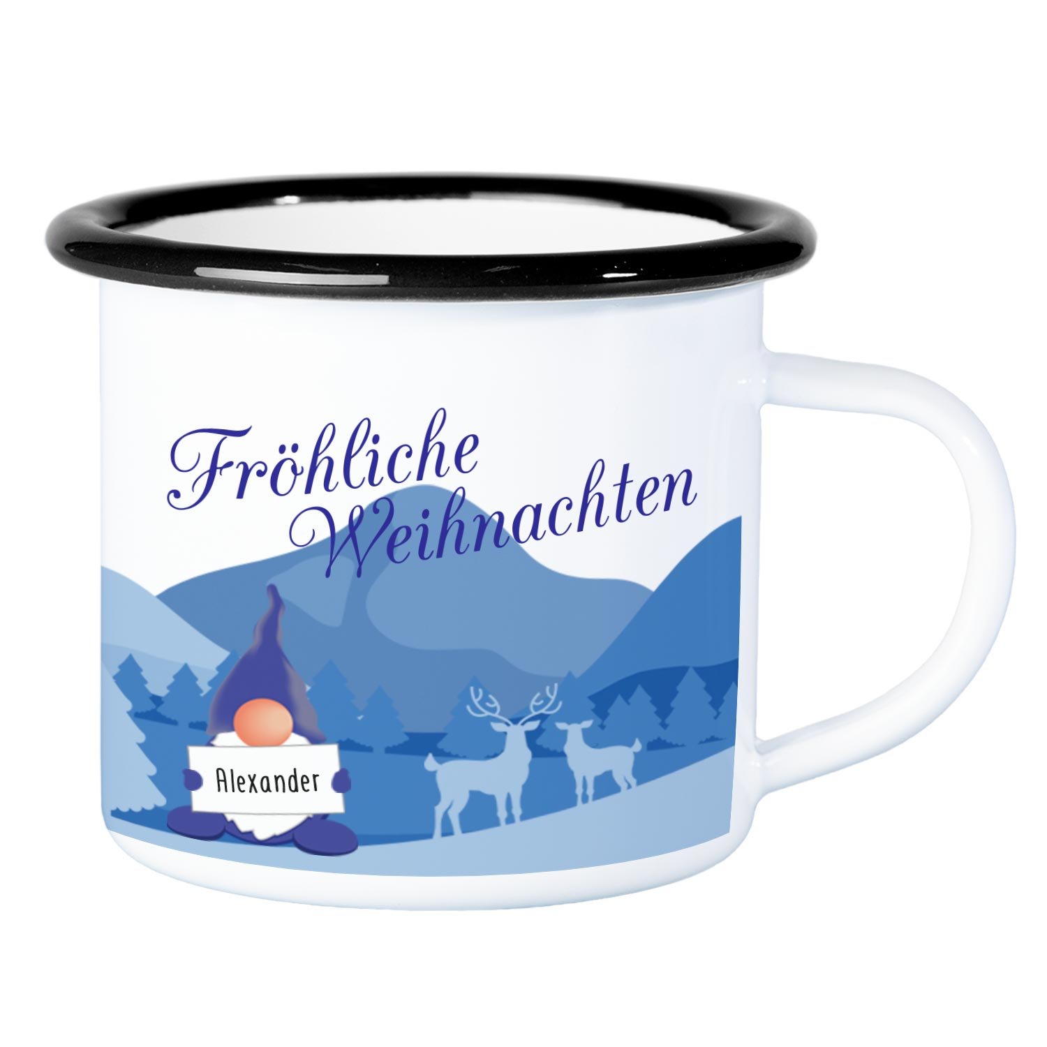 Weihnachtstasse aus Metall mit Personalisierung