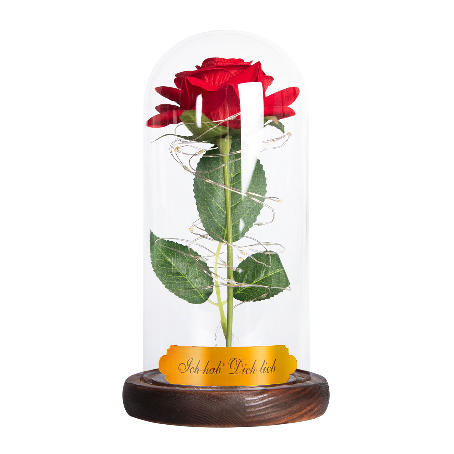 Ewige Rose im Glas mit Gravur