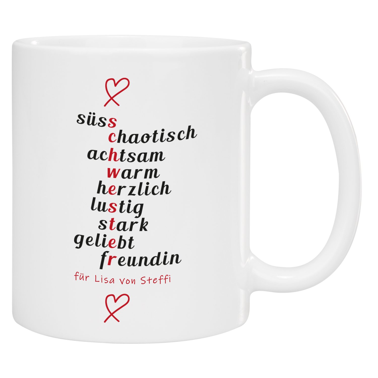 Schwesternbecher - Kreuzworträtsel mit Personalisierung