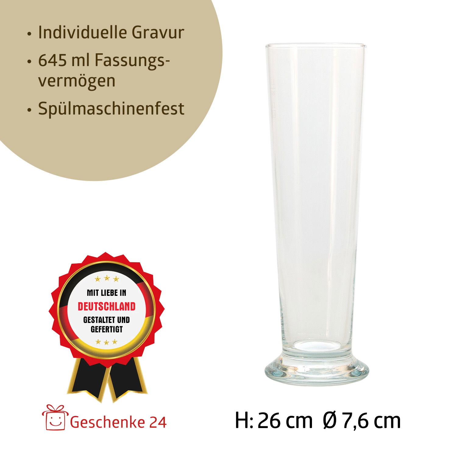 Weizenglas mit Fotogravur