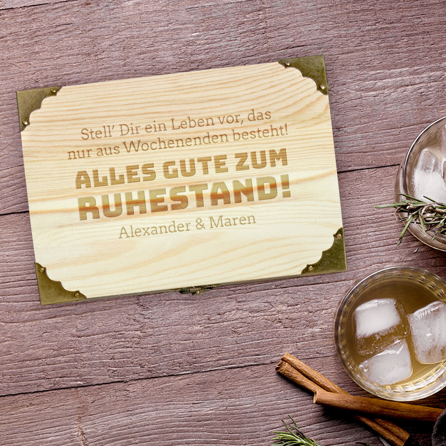 Schatztruhe mit Gravur - Zum Ruhestand