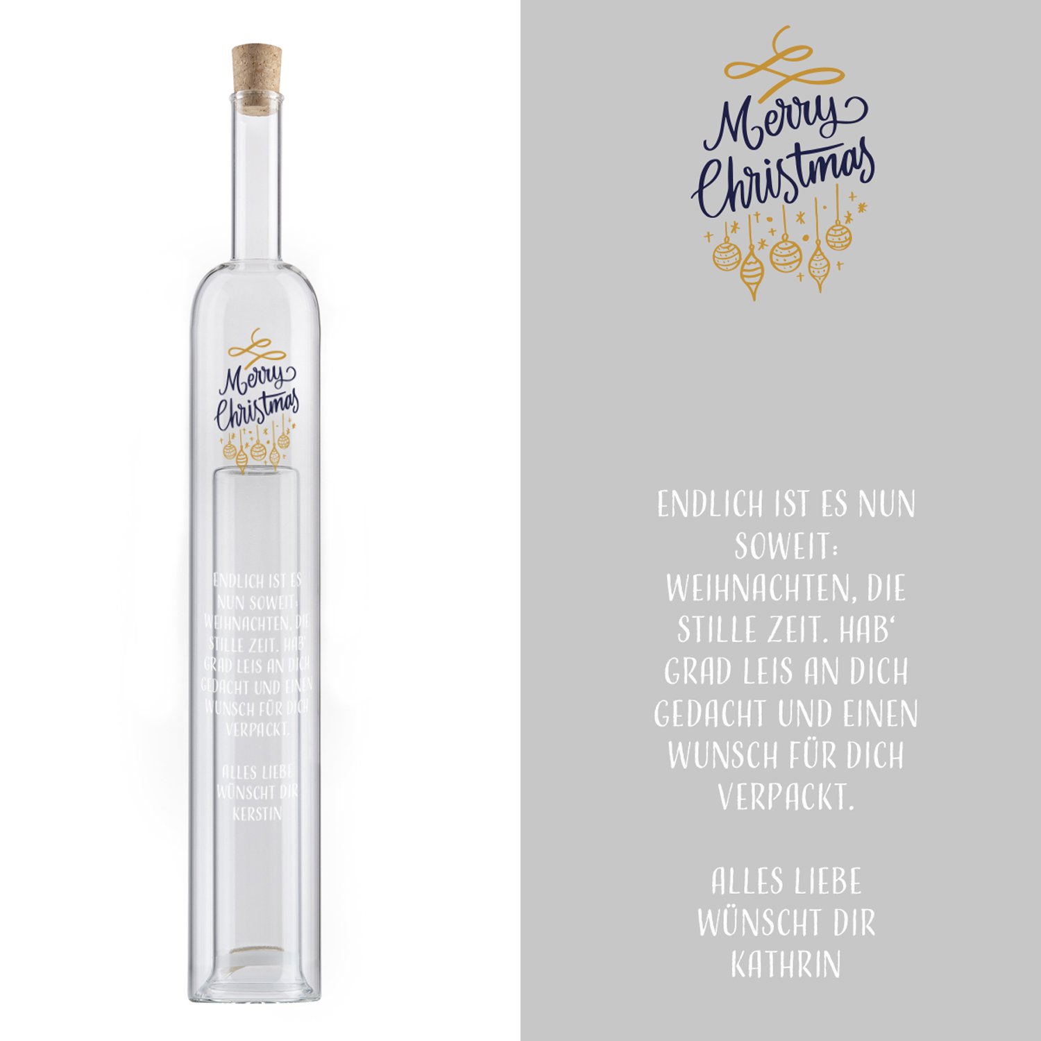 Geldgeschenkeflasche Weihnachten mit Wunschtext