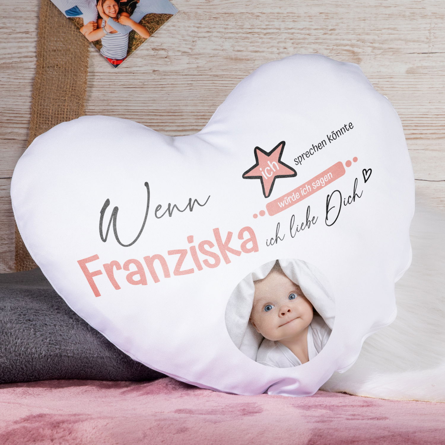 Herz-Kissen mit Foto - Wenn ich sprechen könnte