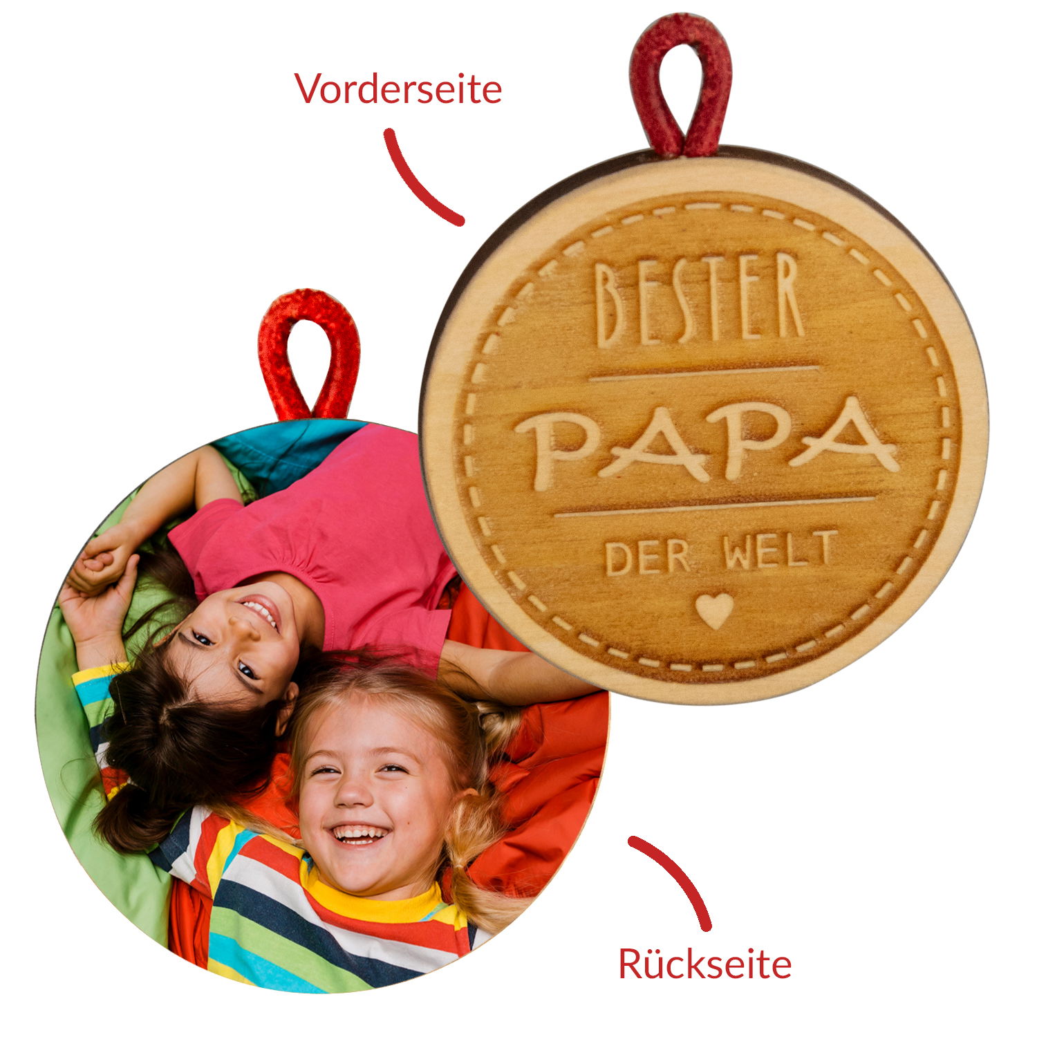 Holzschlüsselanhänger mit Wunschfoto  "Bester Papa"