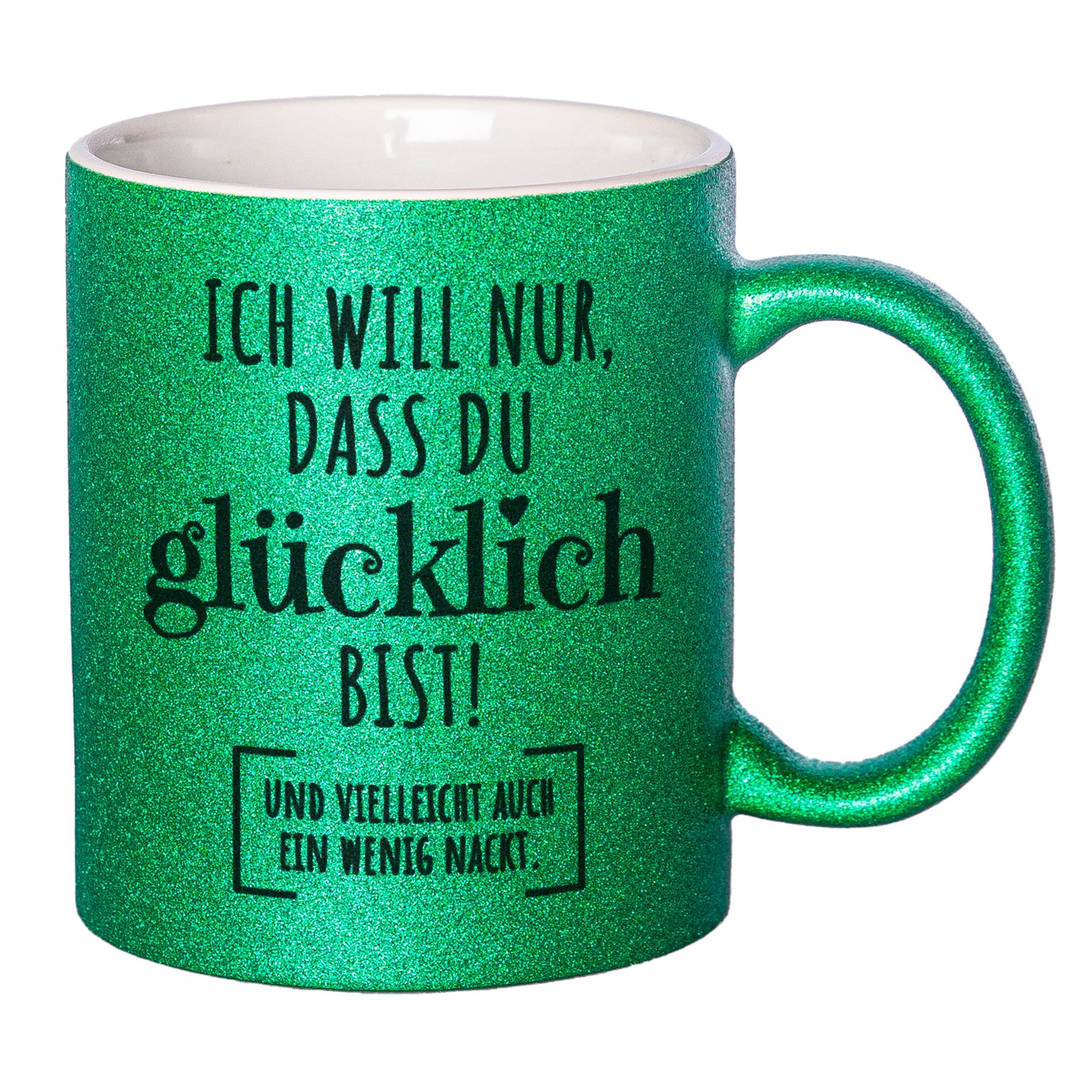 Glitzertasse mit lustigen Sprüchen
