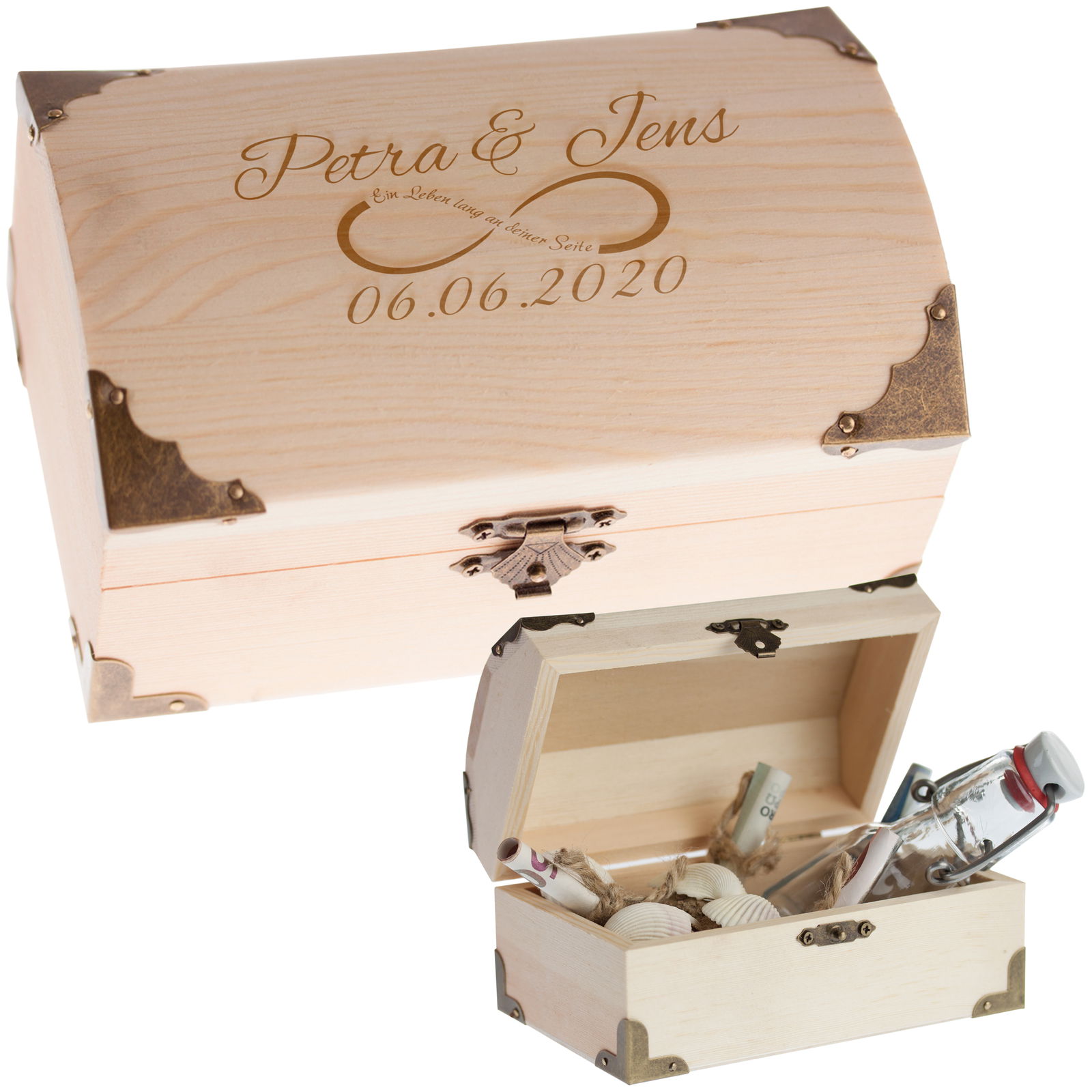 Schatztruhe zur Hochzeit mit Gravur