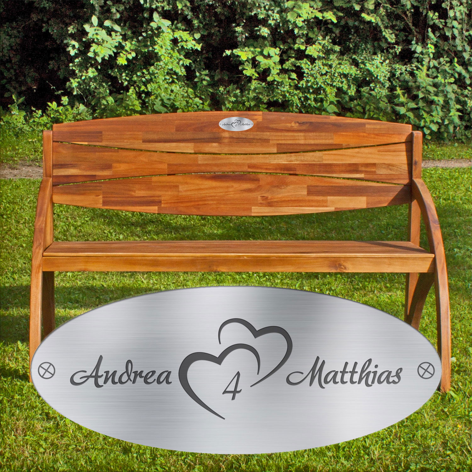 Gartenbank zum Hochzeitstag mit Personalisierung