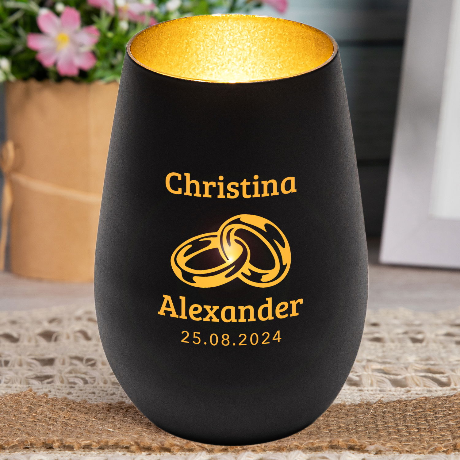 Windlicht - Hochzeit mit Personalisierung