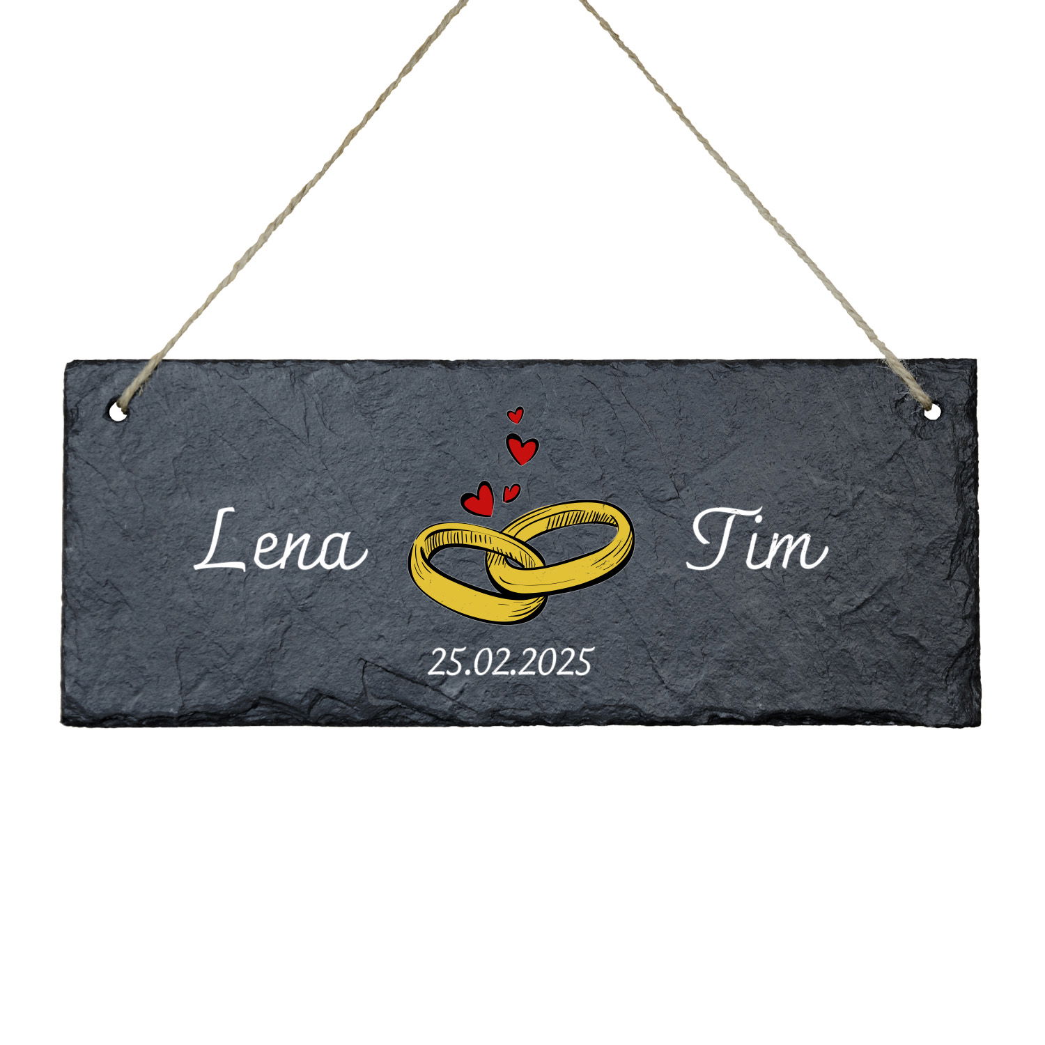 Schieferschild zur Hochzeit mit Personalisierung