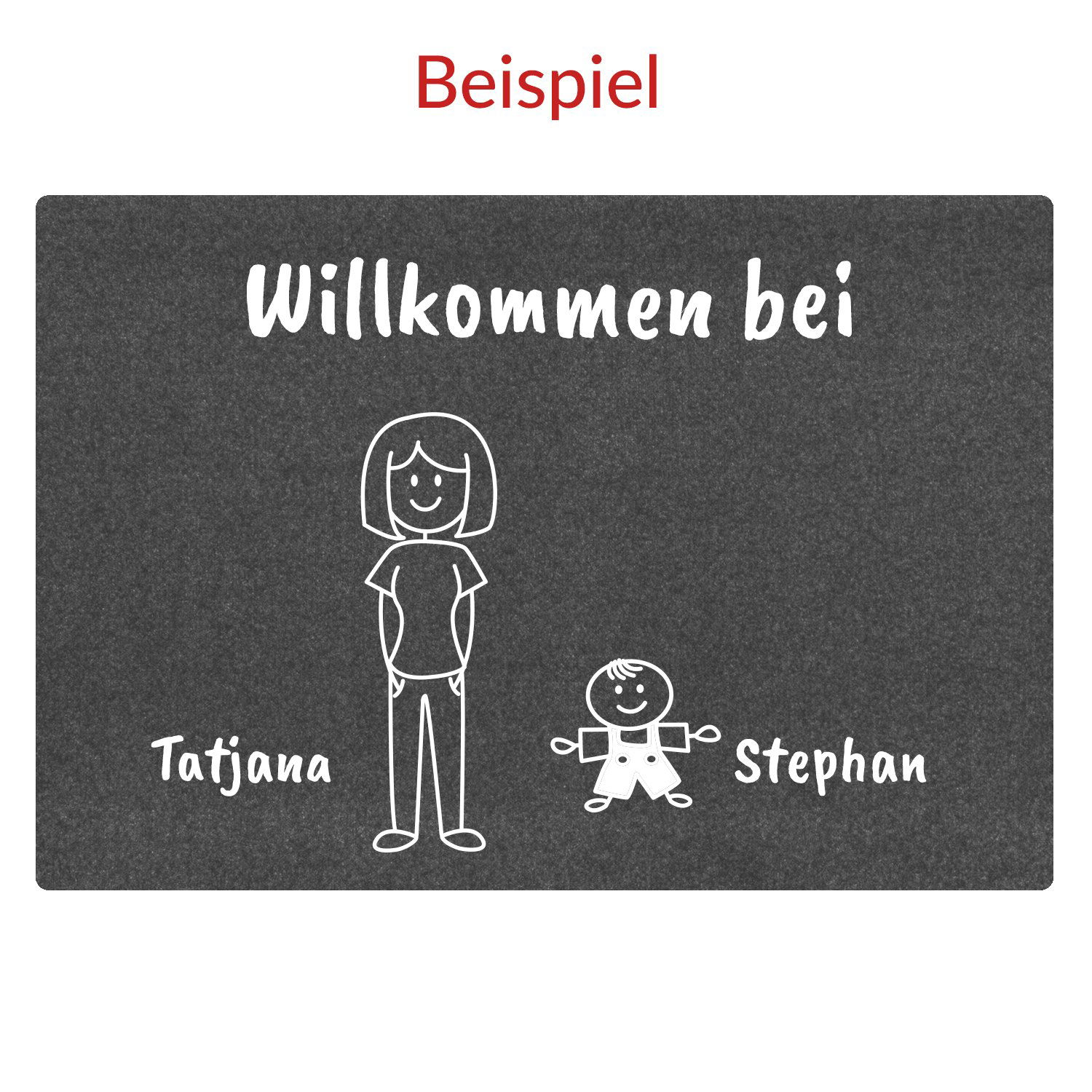 Fussmatte-shopbilder-2-Personen-single-personalisiert-dunkelgrau Comic Fußmatte