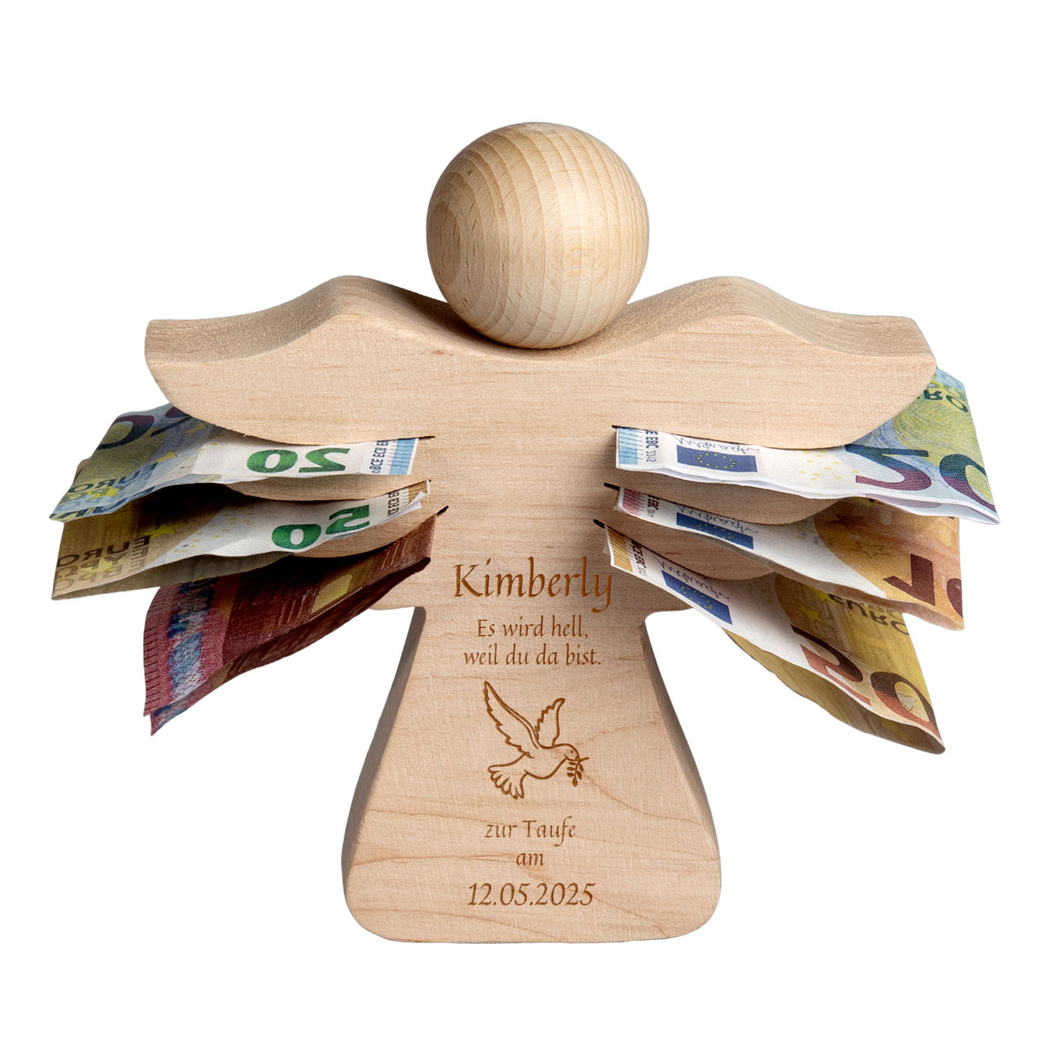 Schutzengel zur Taufe mit Gravur - Taufgeschenk mit Wunschname