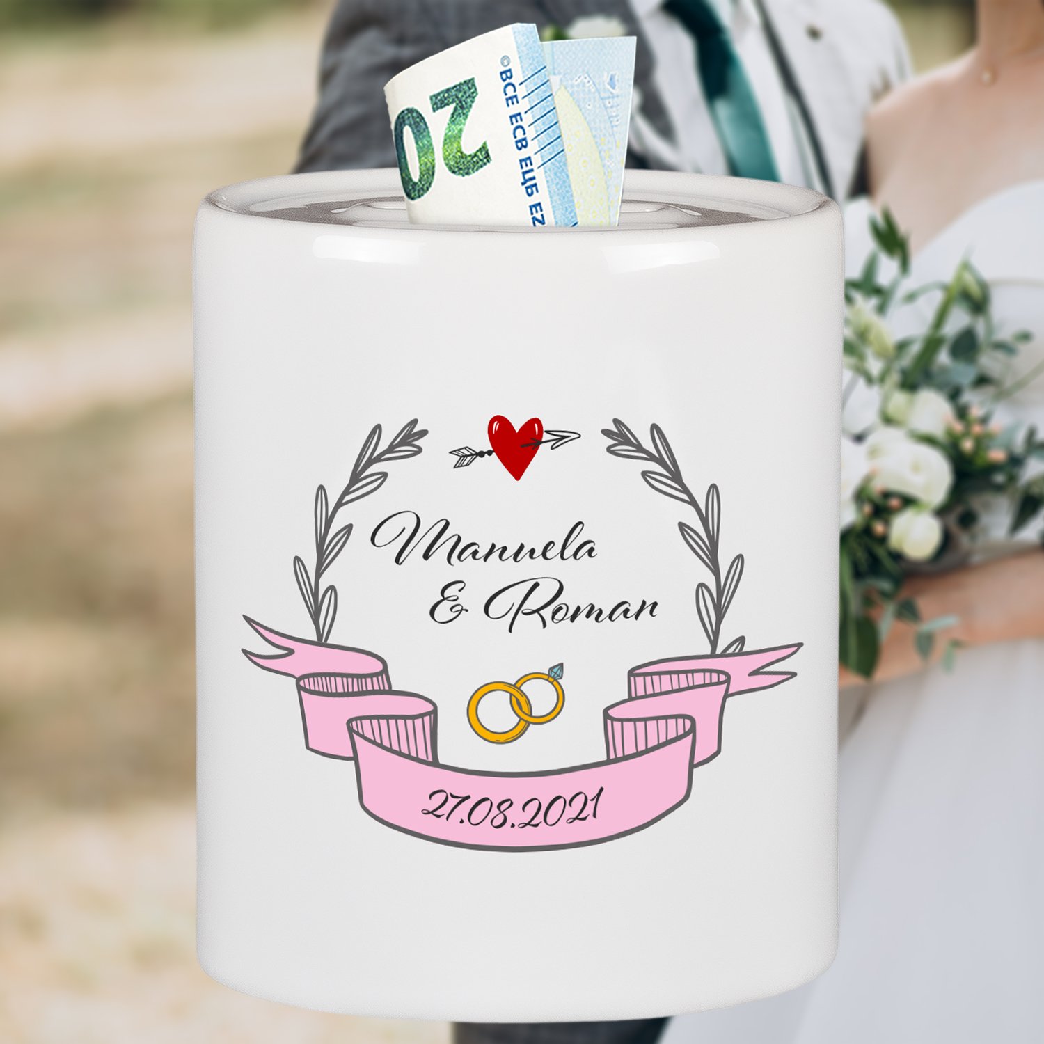 Spardose zur Hochzeit - Ringe