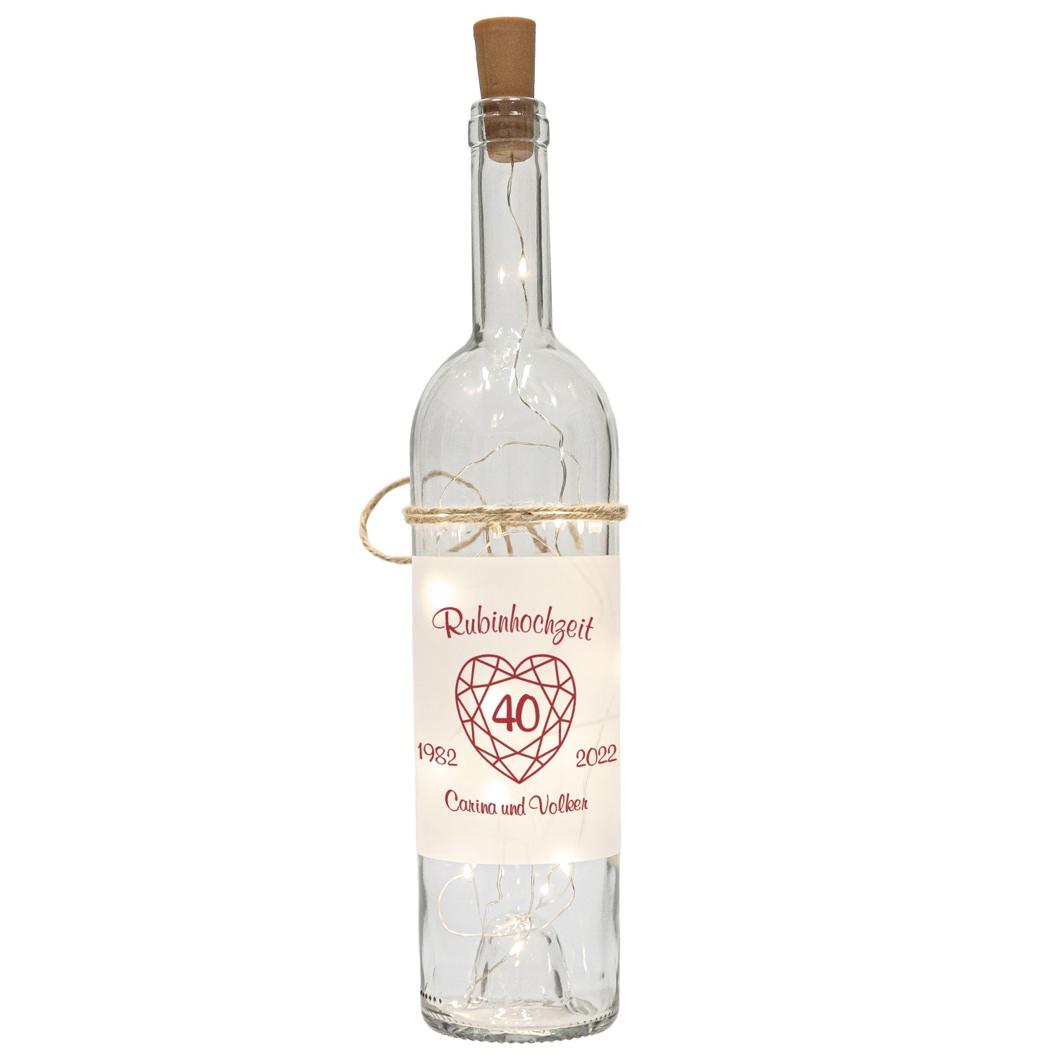 LED Flasche - Rubinhochzeit