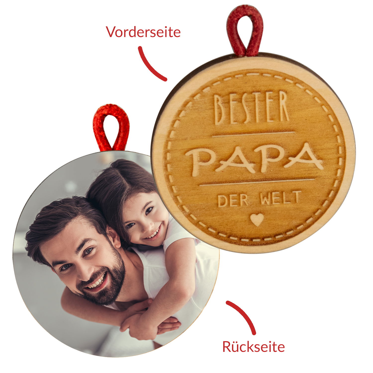 Holzschlüsselanhänger mit Wunschfoto  "Bester Papa"