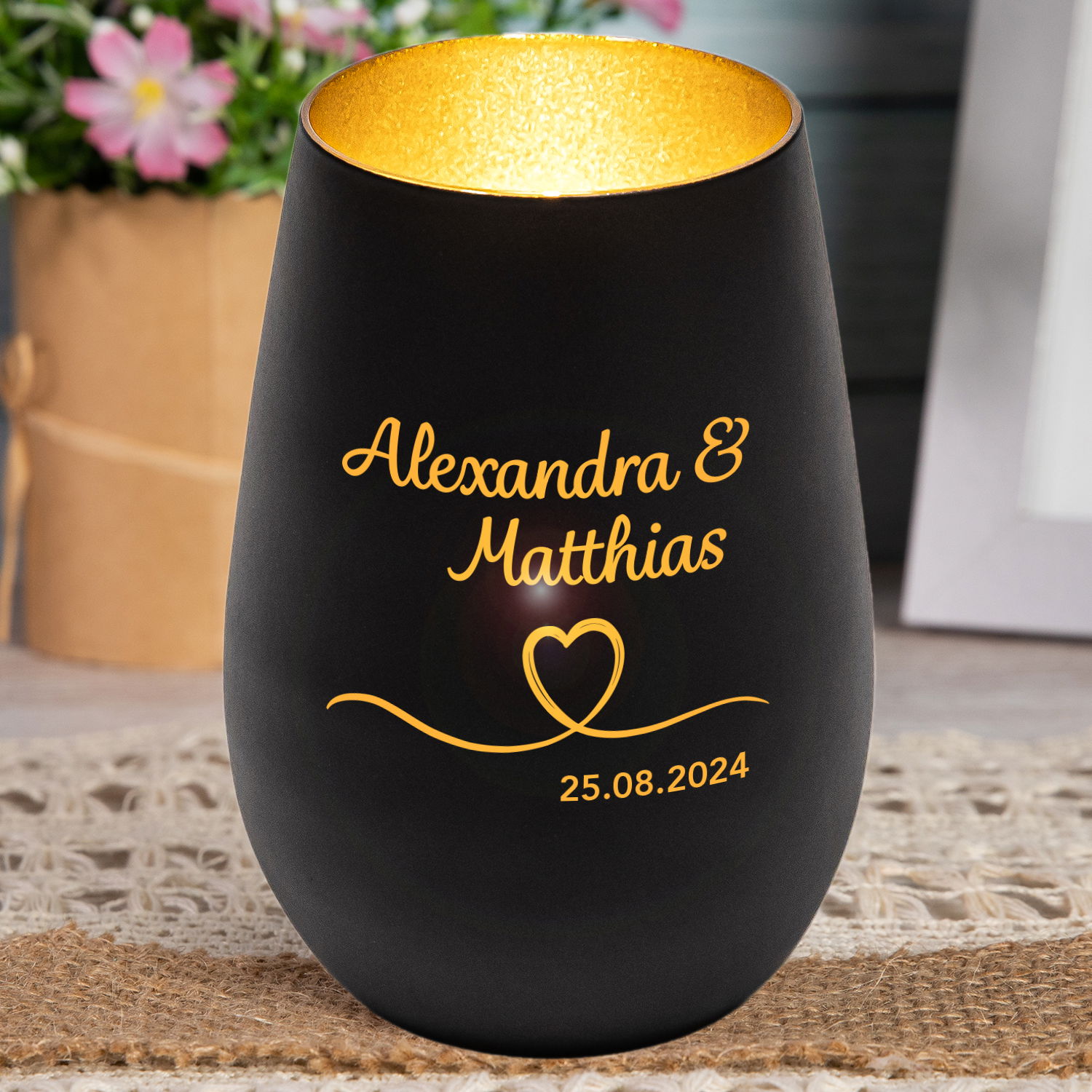 Windlicht - Hochzeit mit Personalisierung