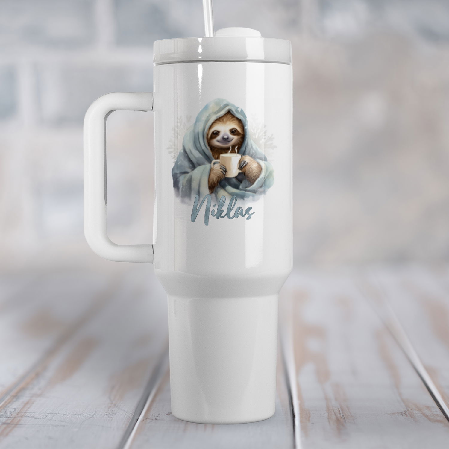 Thermo-Becher mit Griff und Wunschname