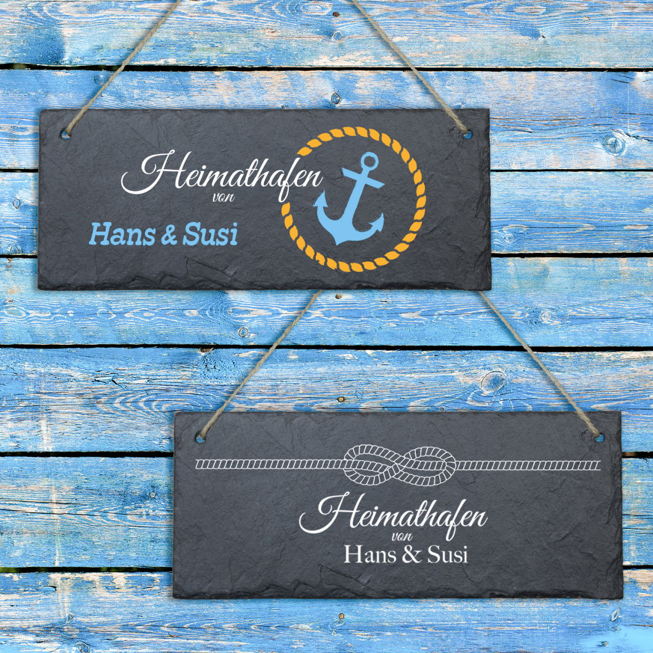 Schiefertafel Heimathafen mit Wunschnamen