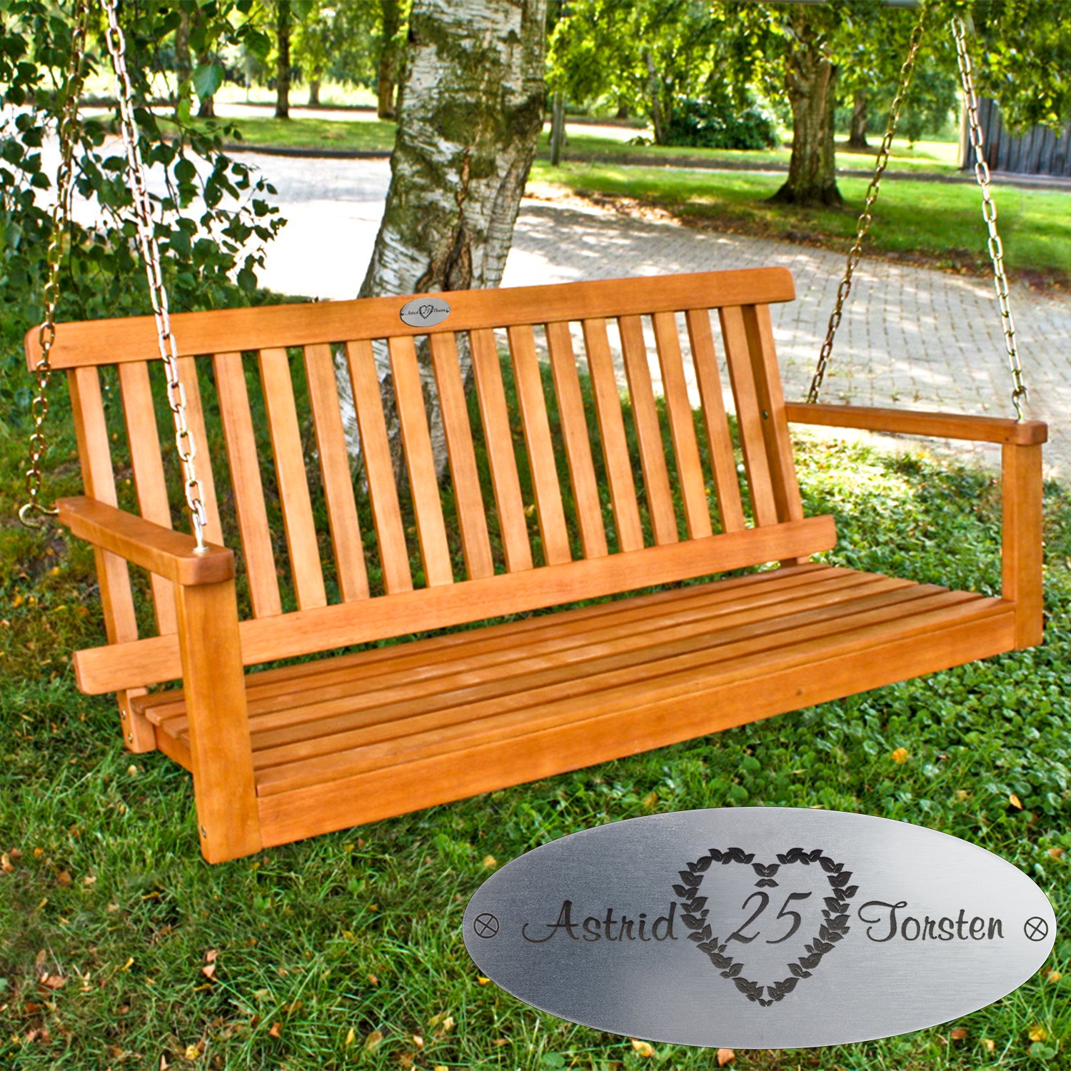Gartenbank zum Hochzeitstag mit Personalisierung