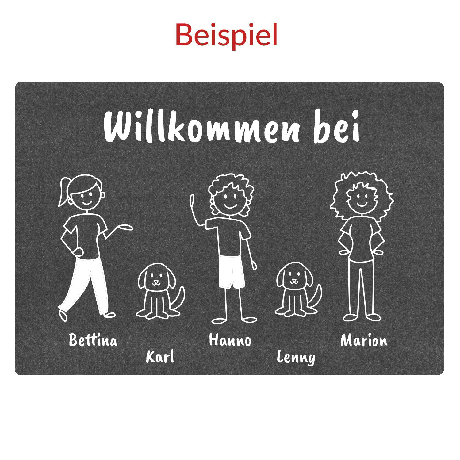 Fussmatte-shopbilder-5-Personen-WG-personalisiert-dunkelgrau Comic Fußmatte