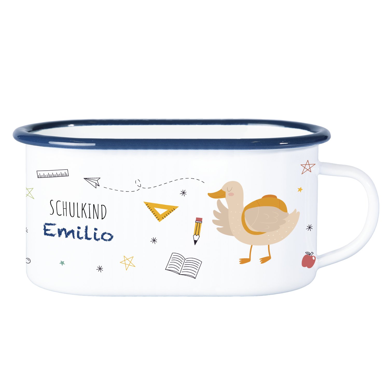Emaille Tasse zur Einschulung