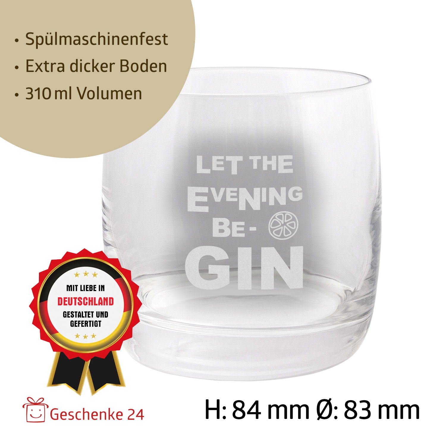 Ginglas mit graviertem Spruch