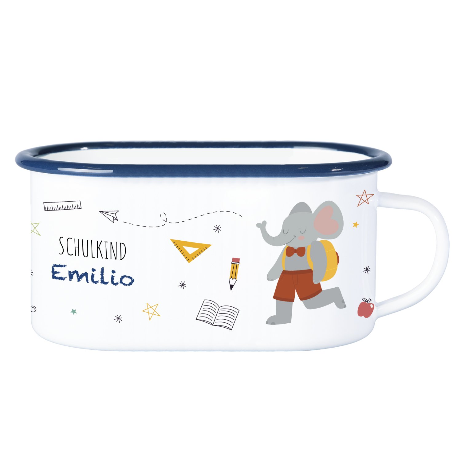 Emaille Tasse zur Einschulung