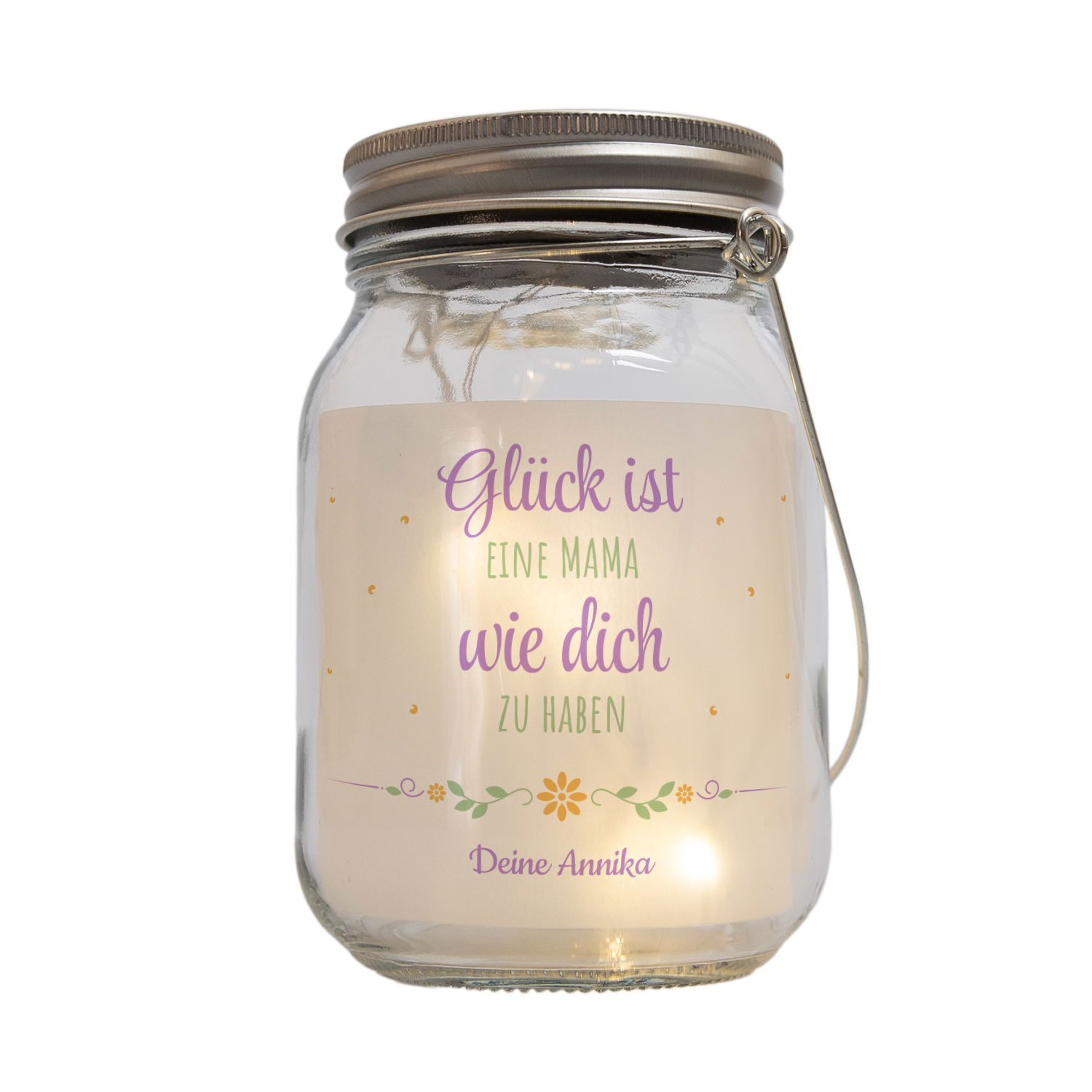 Solarglas zum Muttertag mit Personalisierung