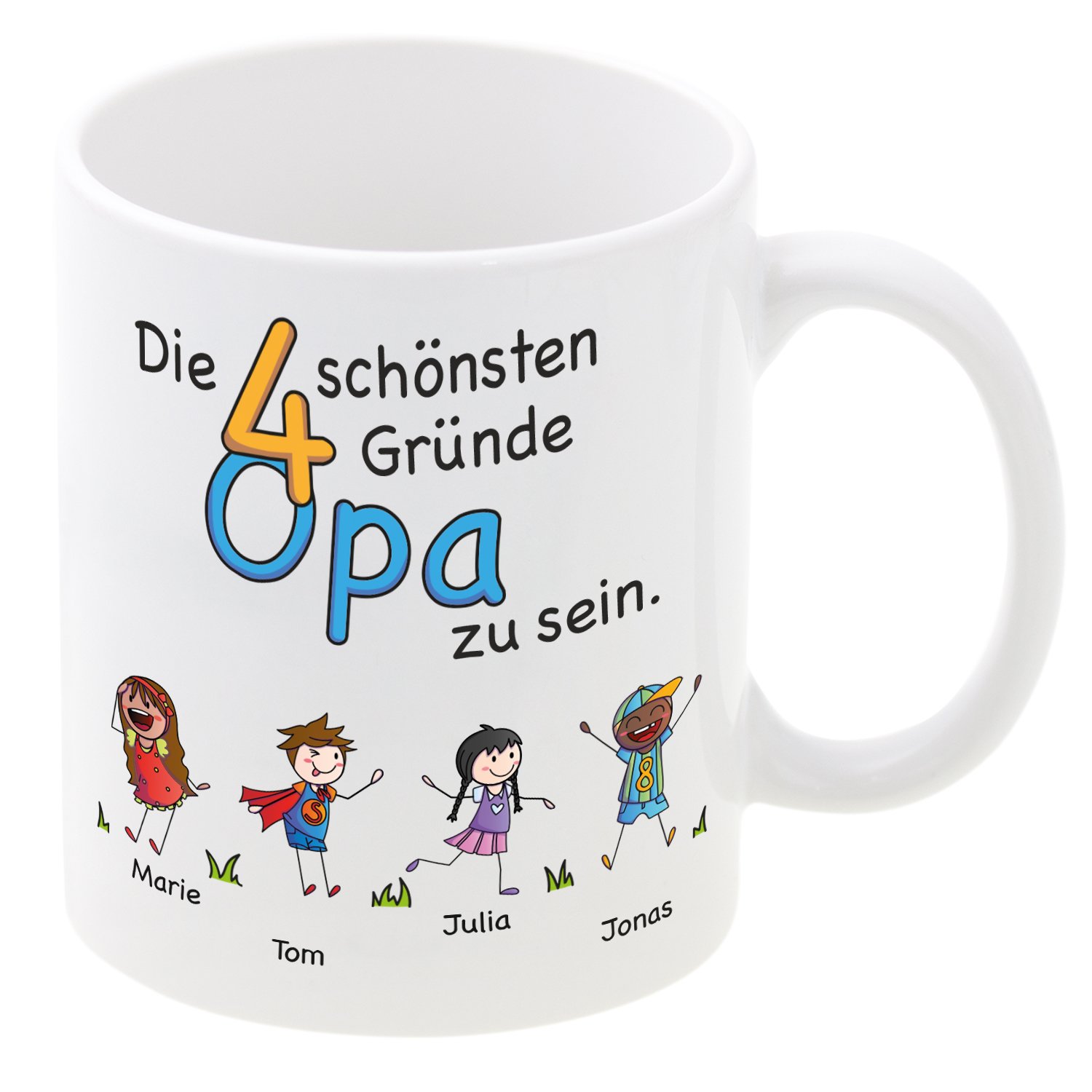 Tasse-schoenste-Gruende-Opa-2_Maedchen-2_Jungen-personalisiert-Freisteller Tasse - Schönste Gründe Opa zu sein
