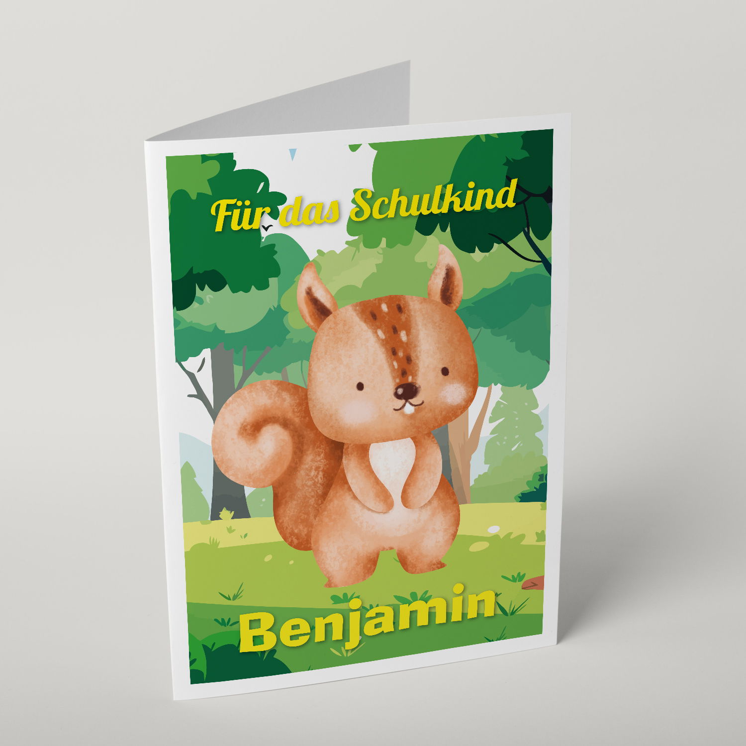 Grußkarte - Waldtiere mit Wunschtext