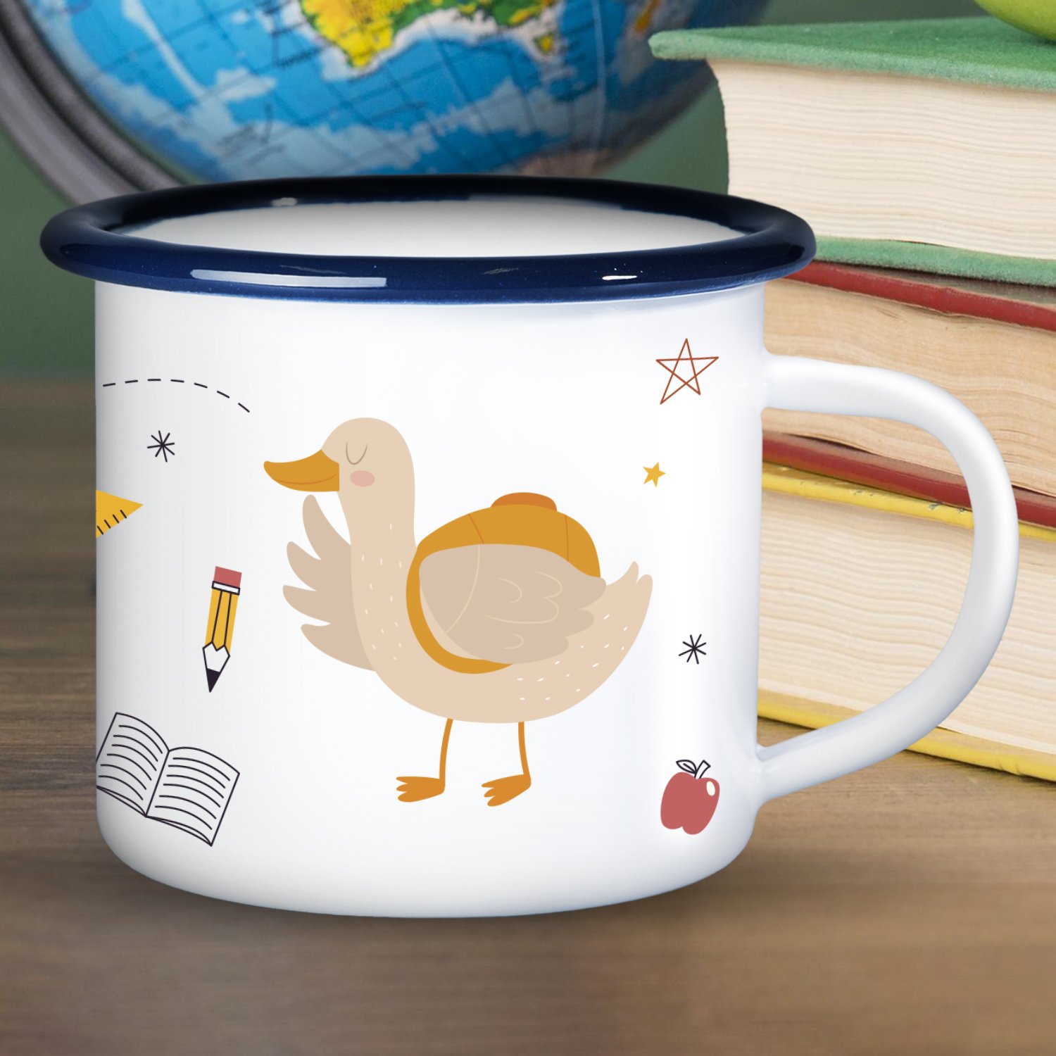 Emaille Tasse zur Einschulung