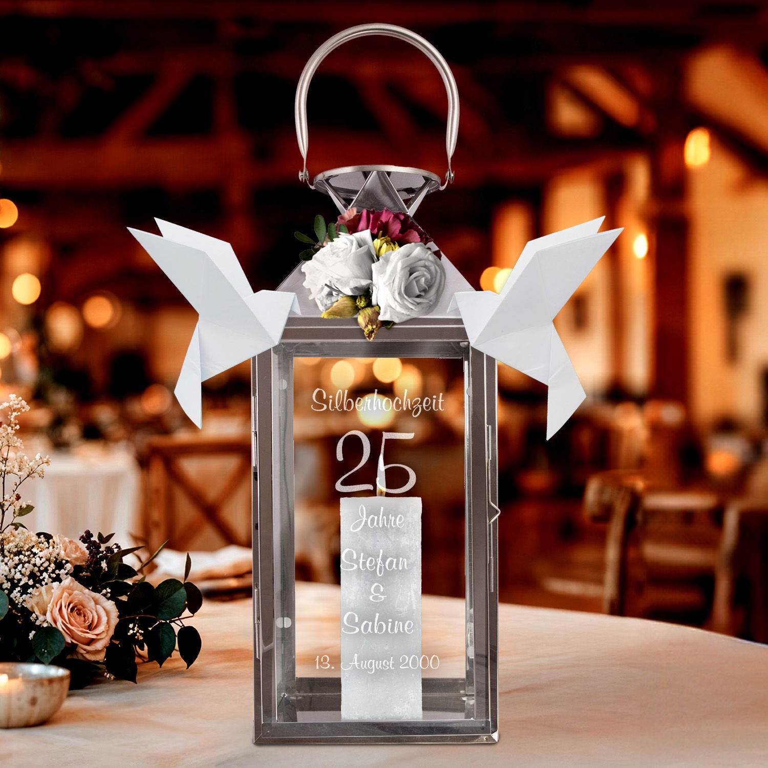 Laterne Silberhochzeit mit Gravur