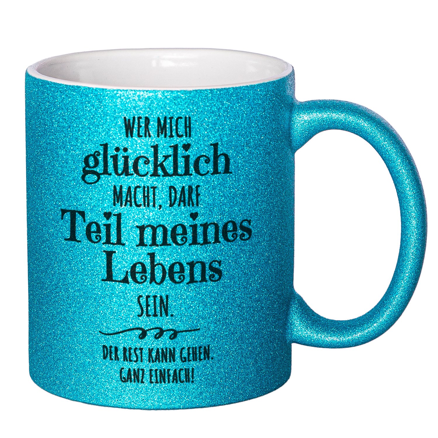 Glitzertasse mit lustigen Sprüchen