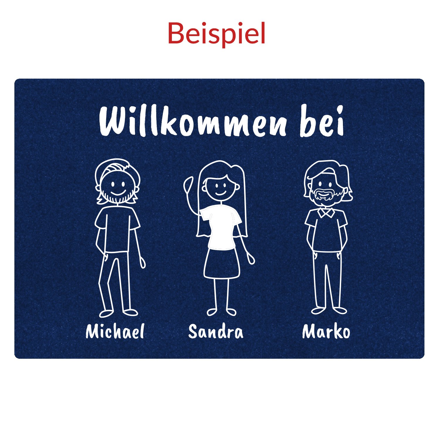 Fussmatte-shopbilder-3-Personen-WG-personalisiert-blau Comic Fußmatte