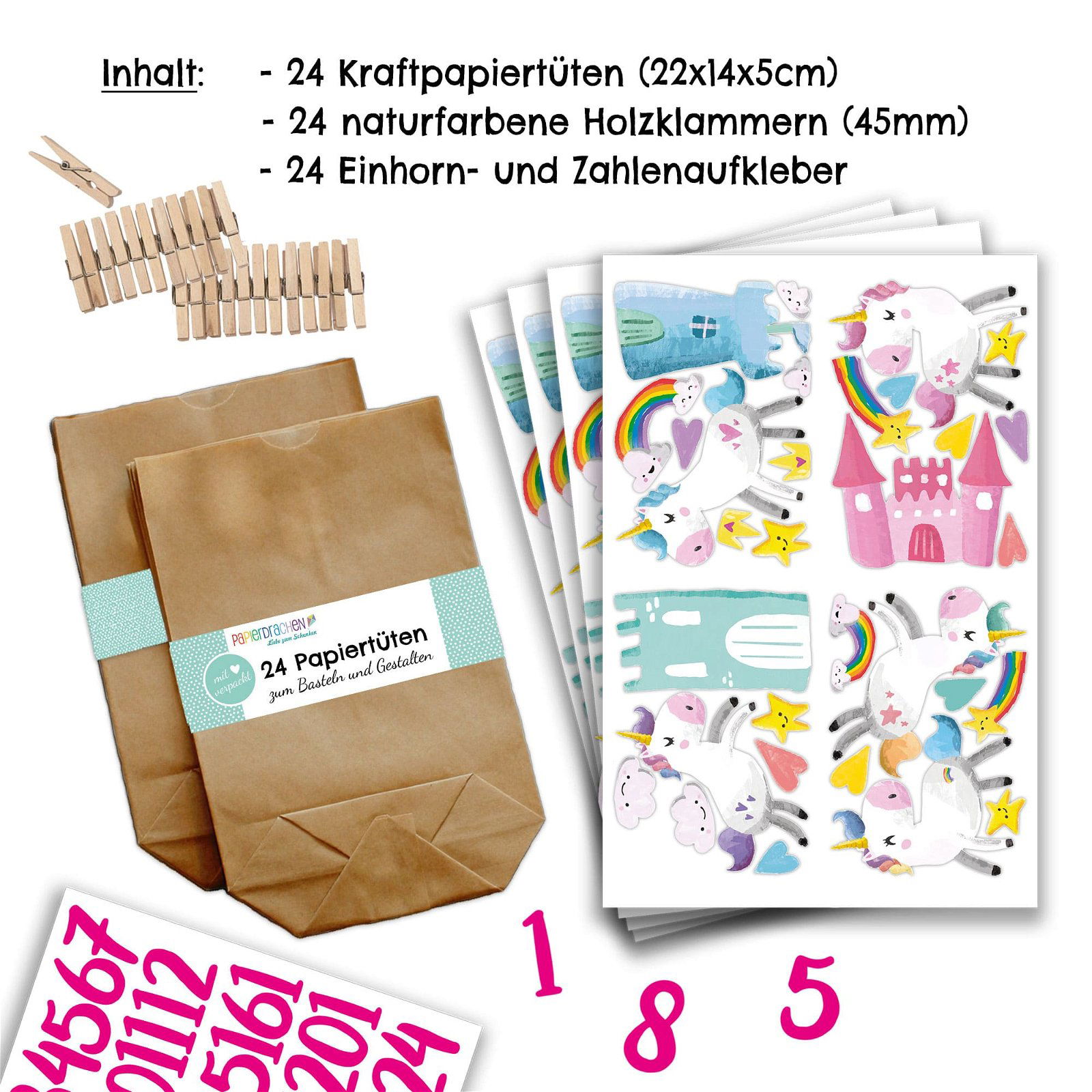Adventskalender zum Befüllen - Einhorn