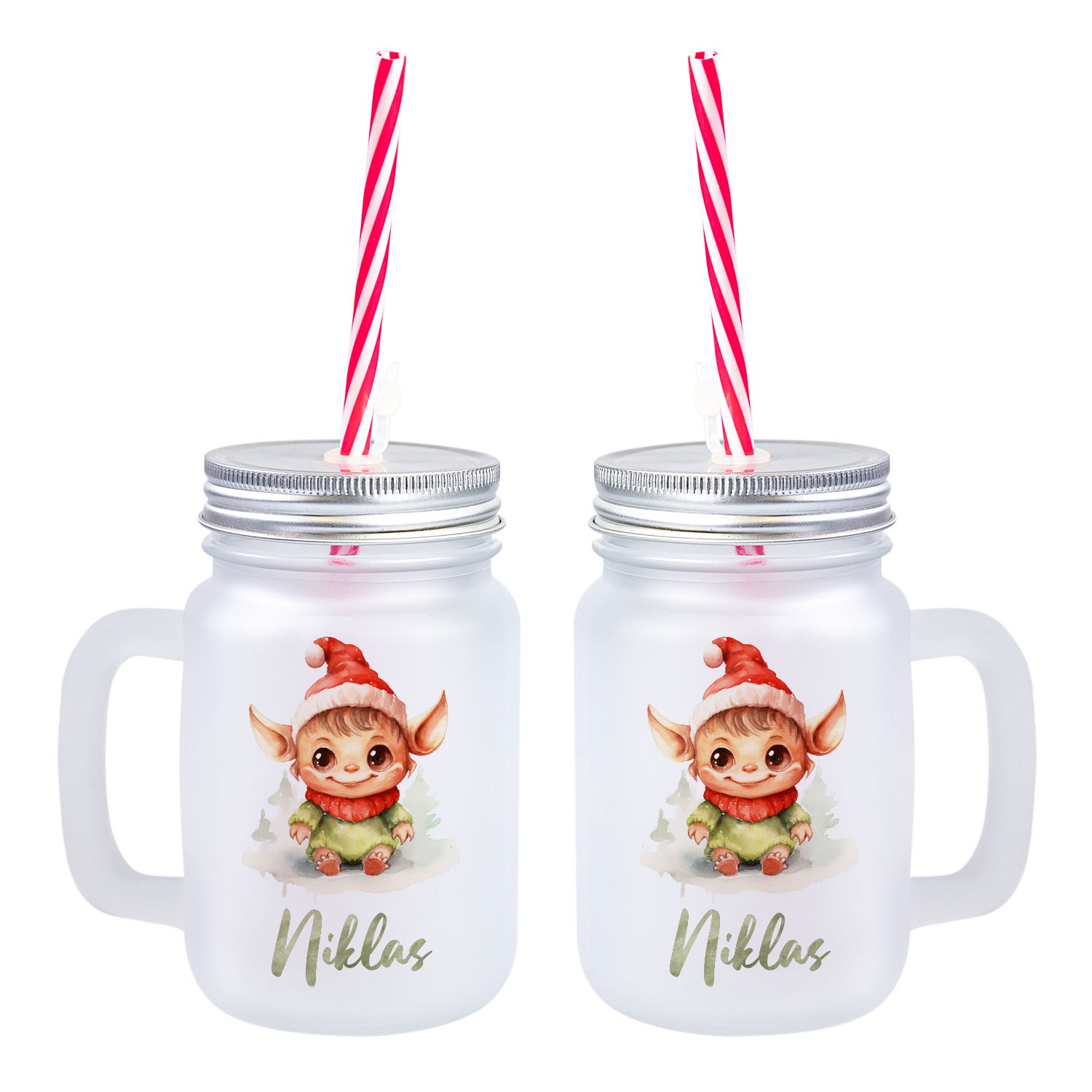 Weihnachtliches Henkelglas mit Wunschname