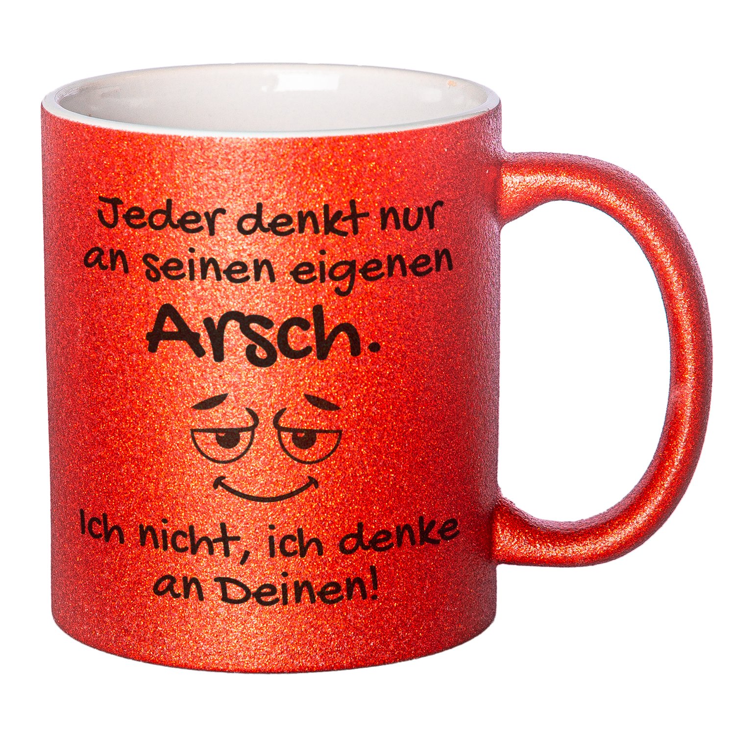 Glitzertasse mit lustigen Sprüchen
