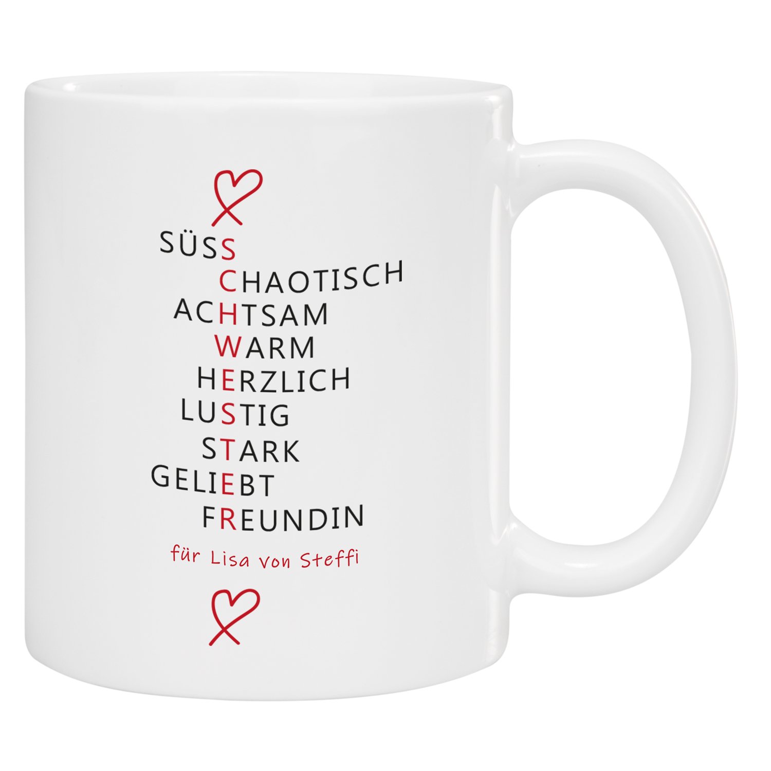 Schwesternbecher - Kreuzworträtsel mit Personalisierung