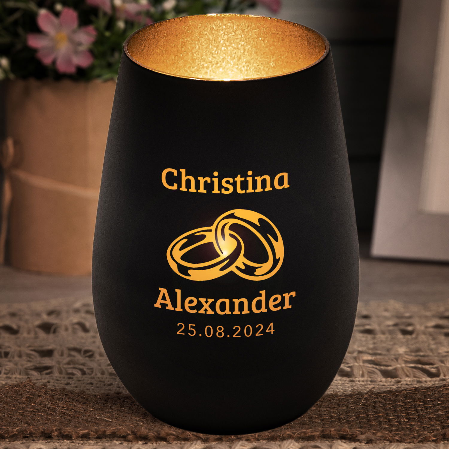 Windlicht - Hochzeit mit Personalisierung