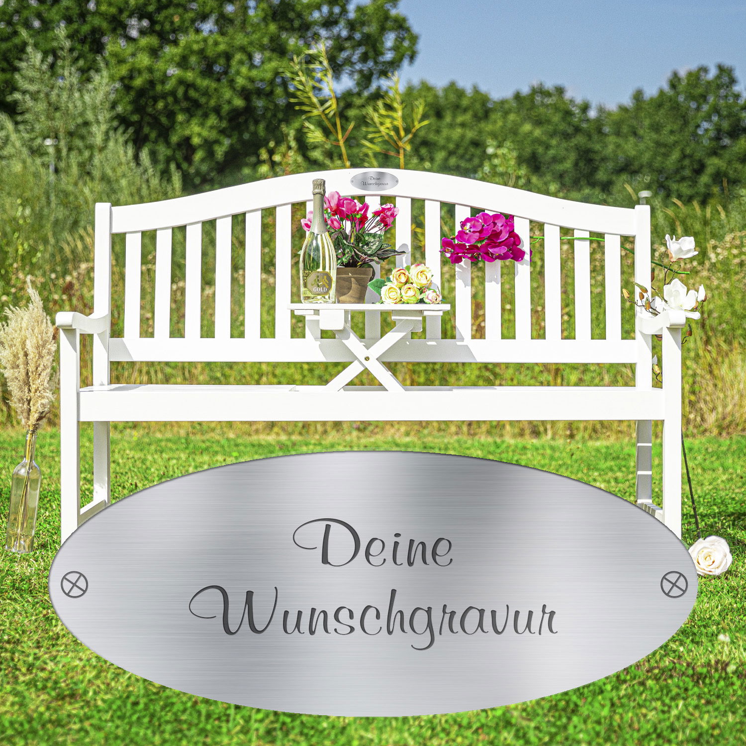 Gartenbank mit Wunschgravur